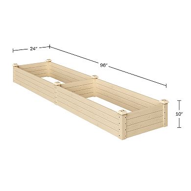 Home Complete Raised Garden Bed 8' x 2' Wood Planter Box with Open Bottom Elevated Flower Bed