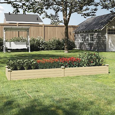 Home Complete Raised Garden Bed 8' x 2' Wood Planter Box with Open Bottom Elevated Flower Bed
