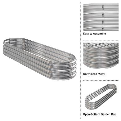 Home Complete Galvanized Raised Garden Bed Planter Box with Open Bottom and Anti-Rust Coating