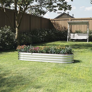 Home Complete Galvanized Raised Garden Bed Planter Box with Open Bottom and Anti-Rust Coating