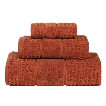 SUPERIOR 3 pc Zero Twist Cotton Waffle Honeycomb Plush Towel Set