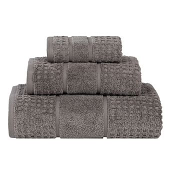 SUPERIOR 3 pc Zero Twist Cotton Waffle Honeycomb Plush Towel Set