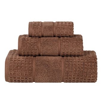 SUPERIOR 3 pc Zero Twist Cotton Waffle Honeycomb Plush Towel Set