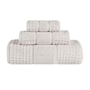 SUPERIOR 3 pc Zero Twist Cotton Waffle Honeycomb Plush Towel Set