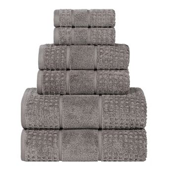 SUPERIOR 6 pc Zero Twist Cotton Waffle Honeycomb Plush Towel Set