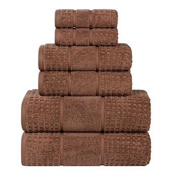 SUPERIOR 6 pc Zero Twist Cotton Waffle Honeycomb Plush Towel Set