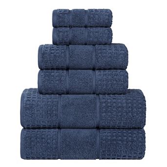 SUPERIOR 6 pc Zero Twist Cotton Waffle Honeycomb Plush Towel Set