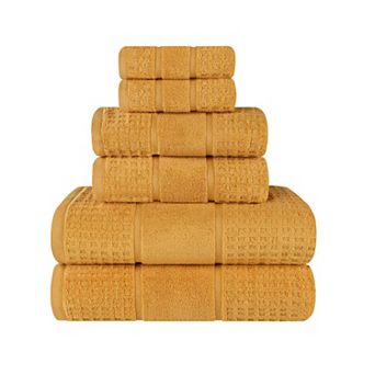 SUPERIOR 6 pc Zero Twist Cotton Waffle Honeycomb Plush Towel Set