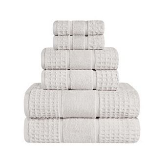 SUPERIOR 6 pc Zero Twist Cotton Waffle Honeycomb Plush Towel Set