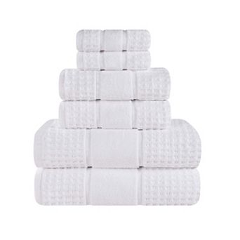 SUPERIOR 6 pc Zero Twist Cotton Waffle Honeycomb Plush Towel Set