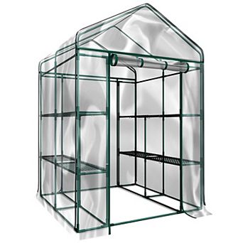 Home Complete Walk-In Greenhouse with 8 Shelves & PVC Cover for Indoor or Outdoor Use