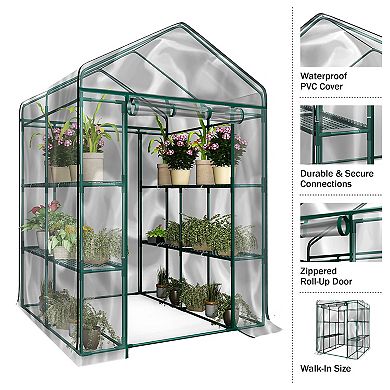 Home Complete Walk-In Greenhouse with 8 Shelves & PVC Cover for Indoor or Outdoor Use