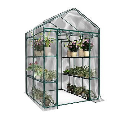 Home Complete Walk-In Greenhouse with 8 Shelves & PVC Cover for Indoor or Outdoor Use