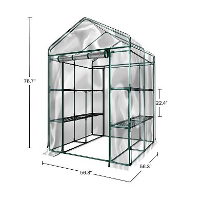 Home Complete Walk-In Greenhouse with 8 Shelves & PVC Cover for Indoor or Outdoor Use