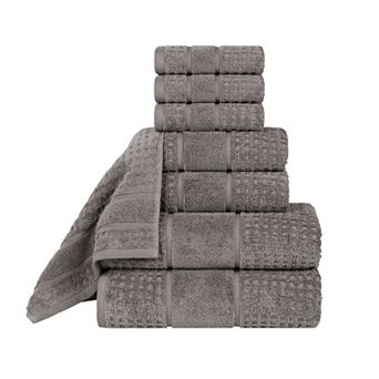 SUPERIOR 8 pc Zero Twist Cotton Waffle Honeycomb Plush Towel Set