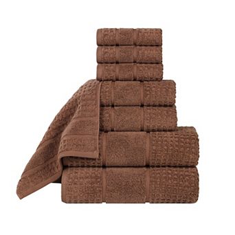 SUPERIOR 8 pc Zero Twist Cotton Waffle Honeycomb Plush Towel Set