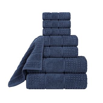 SUPERIOR 8 pc Zero Twist Cotton Waffle Honeycomb Plush Towel Set
