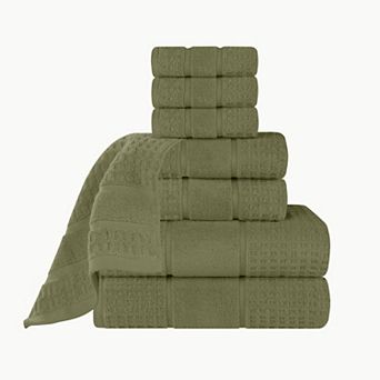 SUPERIOR 8 pc Zero Twist Cotton Waffle Honeycomb Plush Towel Set