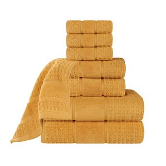 SUPERIOR 8 pc Zero Twist Cotton Waffle Honeycomb Plush Towel Set