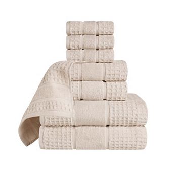 SUPERIOR 8 pc Zero Twist Cotton Waffle Honeycomb Plush Towel Set