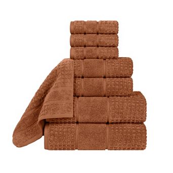 SUPERIOR 8 pc Zero Twist Cotton Waffle Honeycomb Plush Towel Set