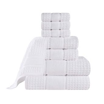 SUPERIOR 8 pc Zero Twist Cotton Waffle Honeycomb Plush Towel Set