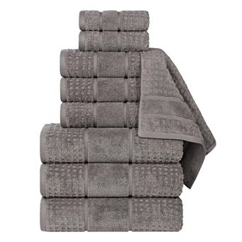 SUPERIOR 9 pc Zero Twist Cotton Waffle Honeycomb Plush Towel Set