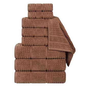 SUPERIOR 9 pc Zero Twist Cotton Waffle Honeycomb Plush Towel Set