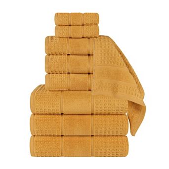SUPERIOR 9 pc Zero Twist Cotton Waffle Honeycomb Plush Towel Set