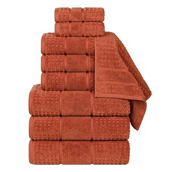 SUPERIOR 9 pc Zero Twist Cotton Waffle Honeycomb Plush Towel Set