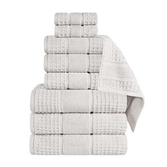 SUPERIOR 9 pc Zero Twist Cotton Waffle Honeycomb Plush Towel Set