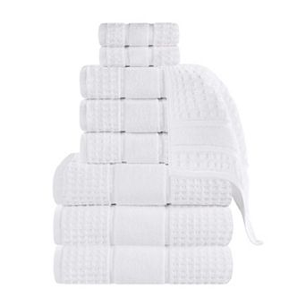 SUPERIOR 9 pc Zero Twist Cotton Waffle Honeycomb Plush Towel Set