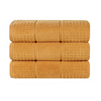 SUPERIOR 3-pc. Zero Twist Cotton Waffle Honeycomb Plush Bath Towel Set