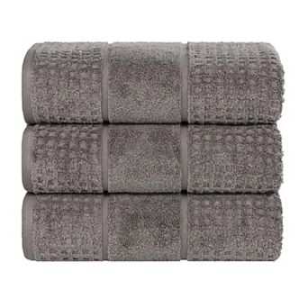SUPERIOR 3 pc Zero Twist Cotton Waffle Honeycomb Plush Bath Towel Set