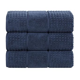SUPERIOR 3 pc Zero Twist Cotton Waffle Honeycomb Plush Bath Towel Set