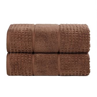 SUPERIOR 2 pc Zero Twist Cotton Waffle Honeycomb Plush Bath Sheet Set