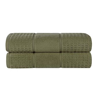 SUPERIOR 2 pc Zero Twist Cotton Waffle Honeycomb Plush Bath Sheet Set