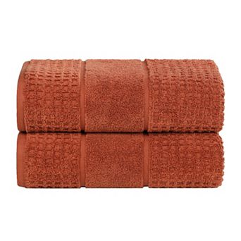 SUPERIOR 2 pc Zero Twist Cotton Waffle Honeycomb Plush Bath Sheet Set