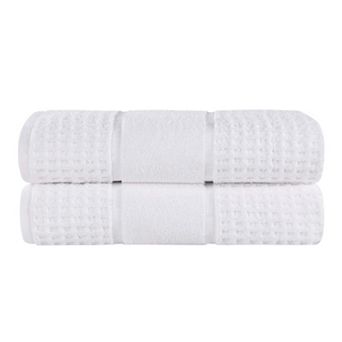 SUPERIOR 2 pc Zero Twist Cotton Waffle Honeycomb Plush Bath Sheet Set