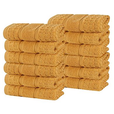 SUPERIOR 12-Piece Zero Twist Cotton Waffle Honeycomb Plush Absorbent Towel Set