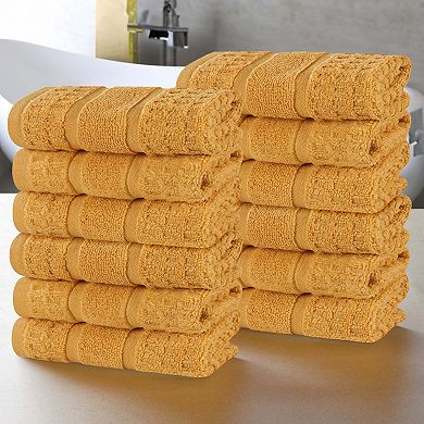 SUPERIOR 12-Piece Zero Twist Cotton Waffle Honeycomb Plush Absorbent Towel Set