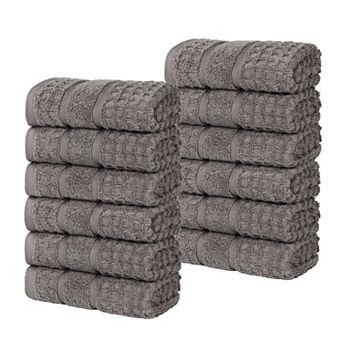 SUPERIOR 12 pc Zero Twist Cotton Waffle Honeycomb Plush Absorbent Towel Set