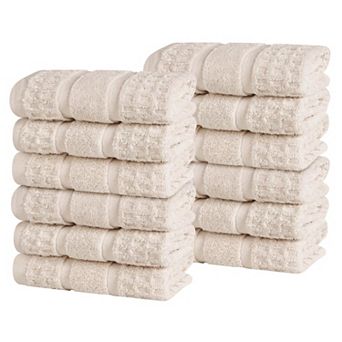 SUPERIOR 12 pc Zero Twist Cotton Waffle Honeycomb Plush Absorbent Towel Set