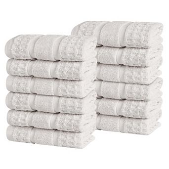 SUPERIOR 12 pc Zero Twist Cotton Waffle Honeycomb Plush Absorbent Towel Set