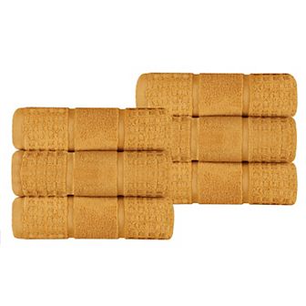 SUPERIOR 6 pc Zero Twist Cotton Waffle Honeycomb Plush Hand Towel Set