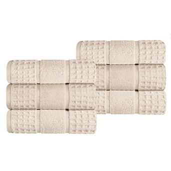 SUPERIOR 6 pc Zero Twist Cotton Waffle Honeycomb Plush Hand Towel Set