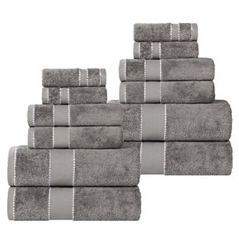 SUPERIOR 12 pc Niles Egyptian Giza Cotton Dobby Ultra-Plush Towel Set