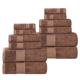 SUPERIOR 12 pc Niles Egyptian Giza Cotton Dobby Ultra-Plush Towel Set