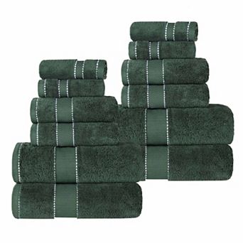 SUPERIOR 12 pc Niles Egyptian Giza Cotton Dobby Ultra-Plush Towel Set