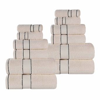SUPERIOR 12 pc Niles Egyptian Giza Cotton Dobby Ultra-Plush Towel Set
